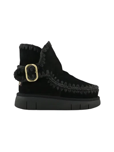 Mou Women's Boots  - Bounce Boot Buckle Strap - Black