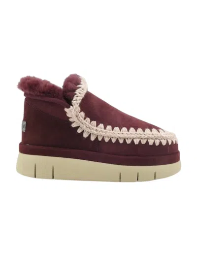 Mou Women's Boots  - Bounce Welt Sneaker Suede - N.d. In Burgundy