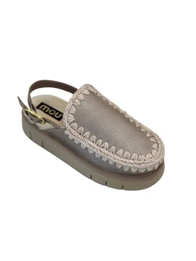 Mou Women's Bounce Buckle Strap Clog In Stone Metallic In Multi
