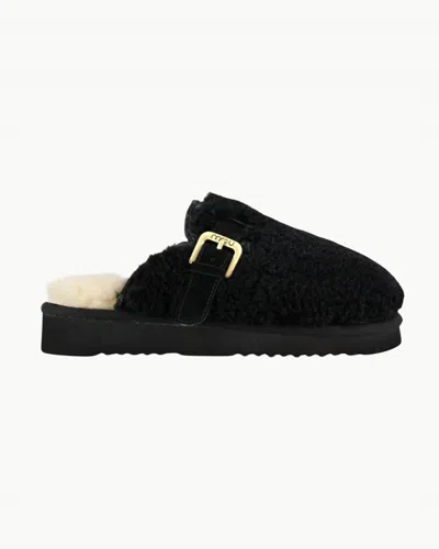 Mou Women's Curly Sheepskin Eskimo Slippers In Black