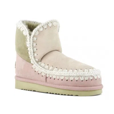 Mou Women's Eskimo 18 Color Block Boot In Natural Combo In Pink
