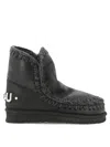 Mou Eskimo Sneaker Low Heels Ankle Boots In Black Leather In Black