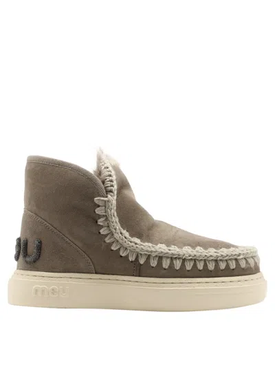 Mou Women's "eskimo Bold Glitter Logo" Ankle Boots In Grey