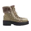 Shop Mou Women's Eskimo Combat Lace Up Boots In Elephant Grey In Multi