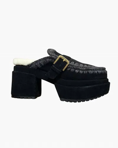 Mou Women's Platform With Buckle Strap Clog In Black