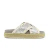 Mou Women's Rio Rope Slide Sandal In Metallic Silver Cuts In Grey