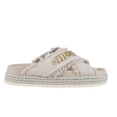 Mou Women's Slippers  - Criss-cross Rope Sandal Recycled Canvas - Grey