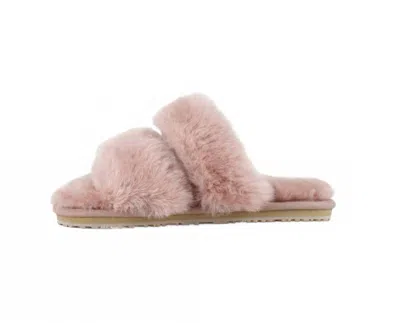 Mou Women's Two Stripes Sheepskin Slippers In Rose In Pink