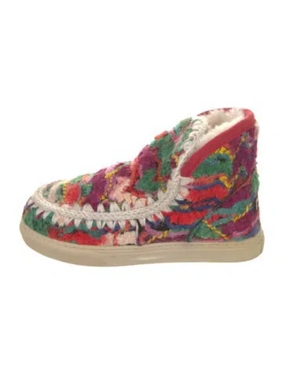 Pre-owned Mou Wool Patterned Lace-up Boots In Multi