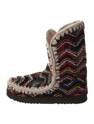 Pre-owned Mou Wool Printed Boots In Pink