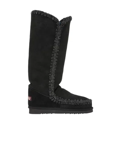 Mou Woven Detail Boots In Black
