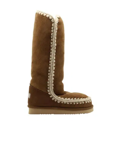 Mou Whipstitch-detail Boots In Brown