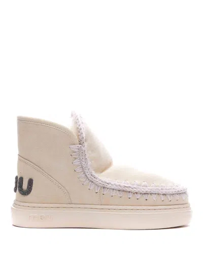 Mou Eskimo Bold Glitter Logo Sneakers In Blanco