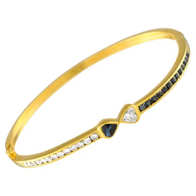 Pre-owned Mouawad 18k Yellow Gold 0.85ct Diamond And Sapphire Bracelet