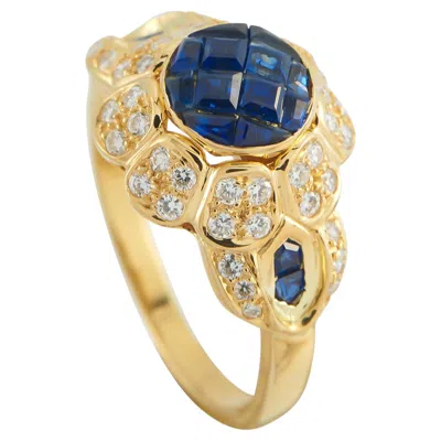 Pre-owned Mouawad 18k Yellow Gold Diamond And Sapphire Ring Mv27-052026