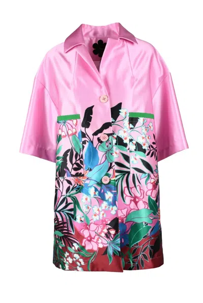 Mouche Satin Coat - Pink In Multi