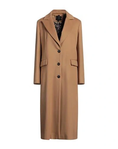 Mouche Woman Coat Camel Size 12 Virgin Wool, Cashmere In Beige