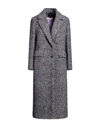 Mouche Woman Coat Navy Blue Size 8 Wool, Polyester, Acrylic, Viscose, Alpaca Wool In Gray