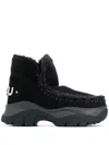 Mou Chunky Eskimo Sneake Low Heels Ankle Boots In Black Leather In Black