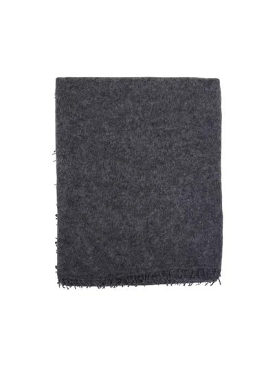 Mouleta Cashmere Scarf With Textured Finish In Grey