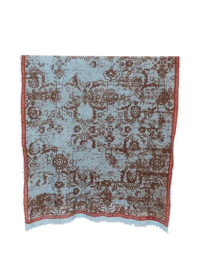 Mouleta Damask-print Frayed Scarf In Gray