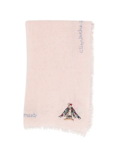 Mouleta Embroidered Frayed Scarf In Pink