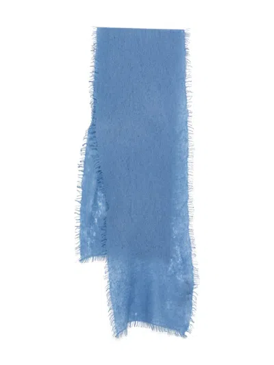 Mouleta Felted Frayed-edge Scarf In Blue