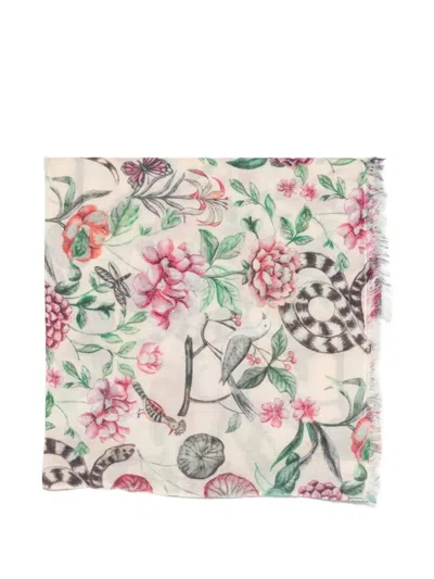 Mouleta Floral-print Frayed Scarf In Multi