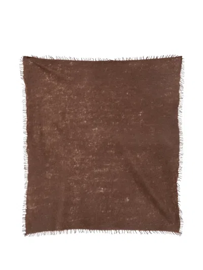 Mouleta Frayed-edge Scarf In Brown