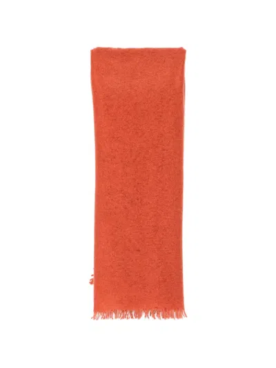 Mouleta Fringed Brushed Scarf In Orange