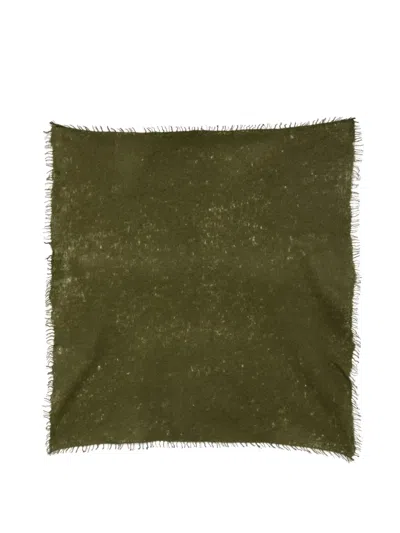 Mouleta Fringed Semi-sheer Scarf In Green
