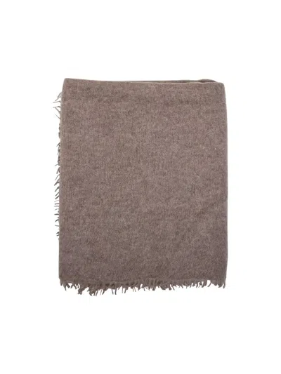 Mouleta Textured Cashmere Scarf With Fringed Edges In Beige