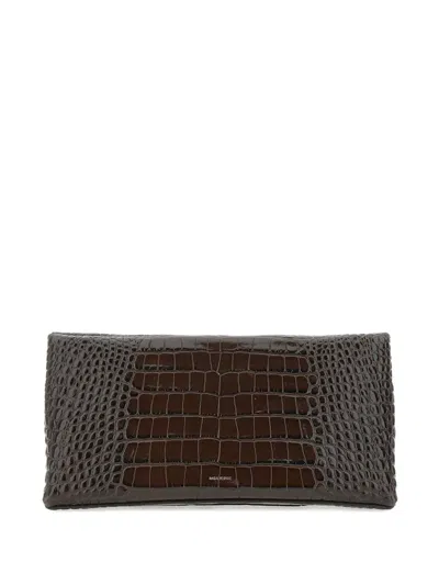 Mouliebre Crocodile-embossed Leather Clutch Bag In Brown