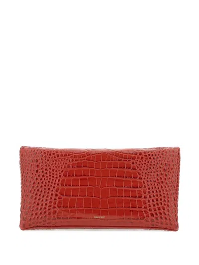 Mouliebre Crocodile-embossed Leather Clutch In Red