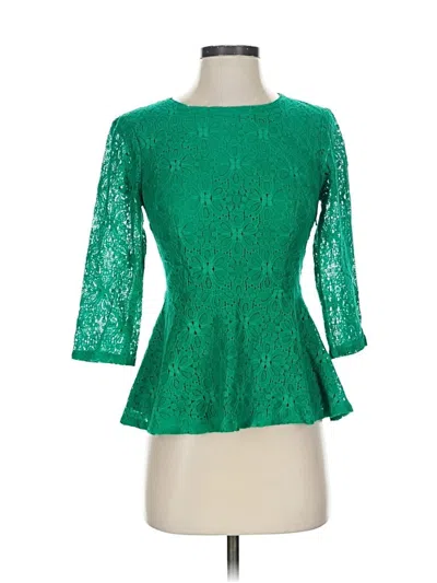 Pre-owned Moulinette Soeurs 3/4 Sleeve Top Green Boatneck Tops