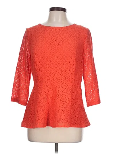 Pre-owned Moulinette Soeurs 3/4 Sleeve Top Orange Boatneck Tops