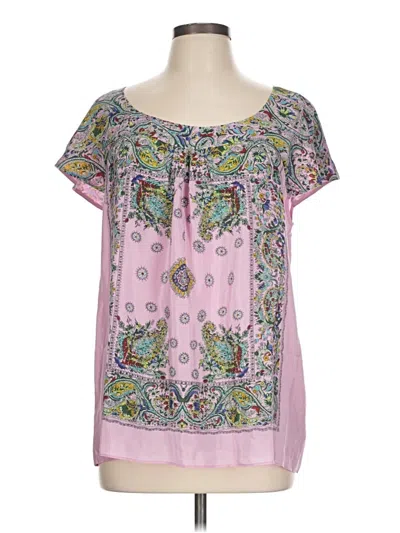 Pre-owned Moulinette Soeurs Short Sleeve Silk Top Pink Scoop Neck Tops
