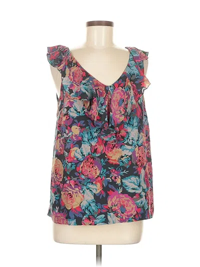 Pre-owned Moulinette Soeurs Sleeveless Silk Top Teal Sweetheart Neckline Tops In Blue