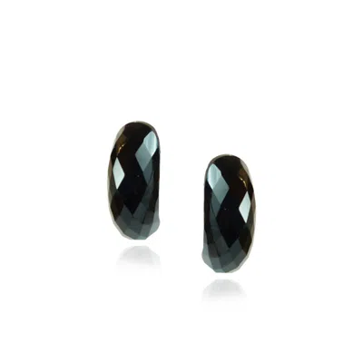Mounir London Women's Black / Gold Half Moon Black Onyx Earrings