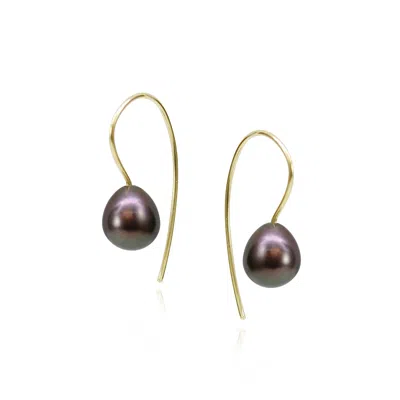 Mounir London Women's Blue Peacock Pearl Mini Fish Hook Earrings