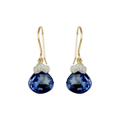 Mounir London Women's Blue Tanzanite Colour Zircon Drop Earrings