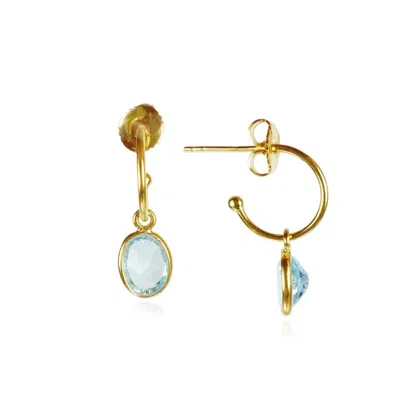 Mounir London Women's Blue Topaz Hoop Earrings