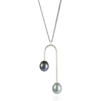 Mounir London Women's Double Peacock & Grey Pearl Pendant