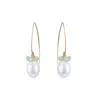 Mounir London Women's Gold / Green / White Long Pearl & Prehnite Cluster Earrings In Multi