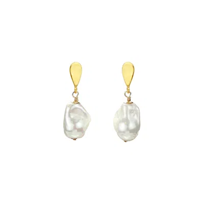 Mounir London Women's Gold / Neutrals / White Shell Pearl Drop Earrings