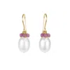 Mounir London Women's Gold / White / Pink Pearl & Pink Tourmaline Cluster Earrings In Multi