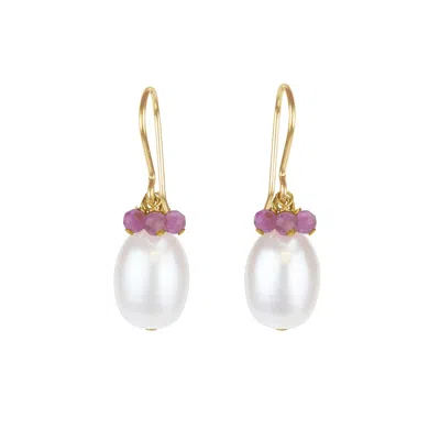 Mounir London Women's Gold / White / Pink Pearl & Pink Tourmaline Cluster Earrings In Multi