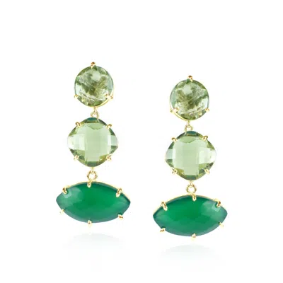 Mounir London Women's Green / Brown Green Amethyst Statement Earrings In Multi