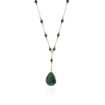Mounir London Women's Green Malachite Drop Necklace