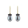 Mounir London Women's Grey Pearl And Sapphire Cluster  Drop Earrings In Multi